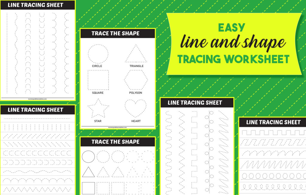 6 Easy line and shape tracing worksheet