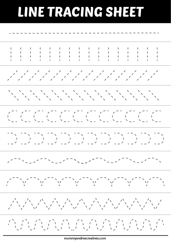 6 Easy line and shape tracing worksheet - mommyandmecreatives