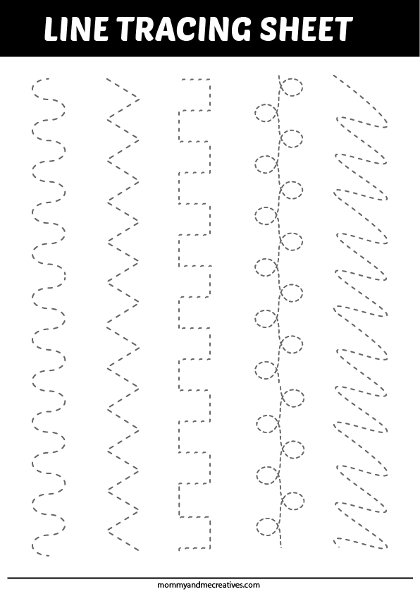 6 Easy line and shape tracing worksheet - mommyandmecreatives