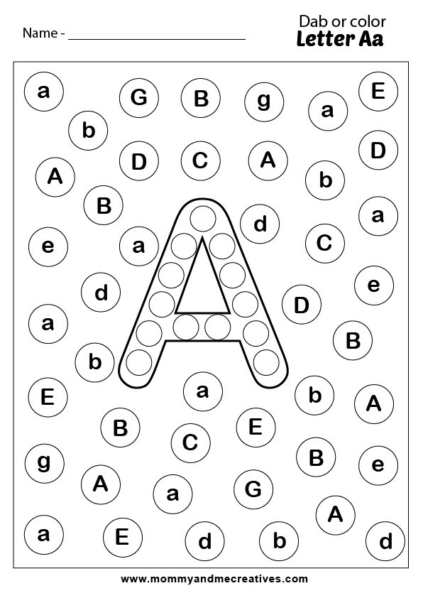 26 Easy A to Z Dab or Color Alphabets sheet - mommyandmecreatives